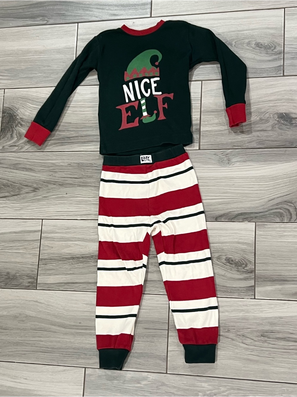 Lazy One Kids 'Nice Elf' Red & Green Holiday Pajama Set